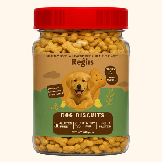 Regiis Dog Biscuits | Chicken & Egg Flavor | High Protein, Gluten Free Healthy Dog Treats | Training Rewards & Daily Snack | 400g