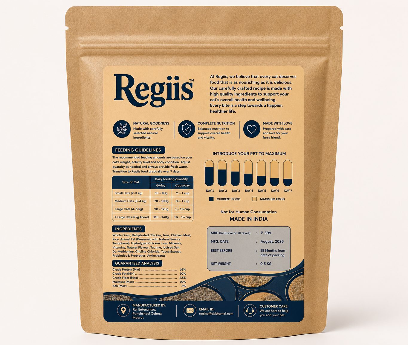Regiis Cat & Kitten Food – Tuna Flavour | Complete & Balanced Daily Nutrition