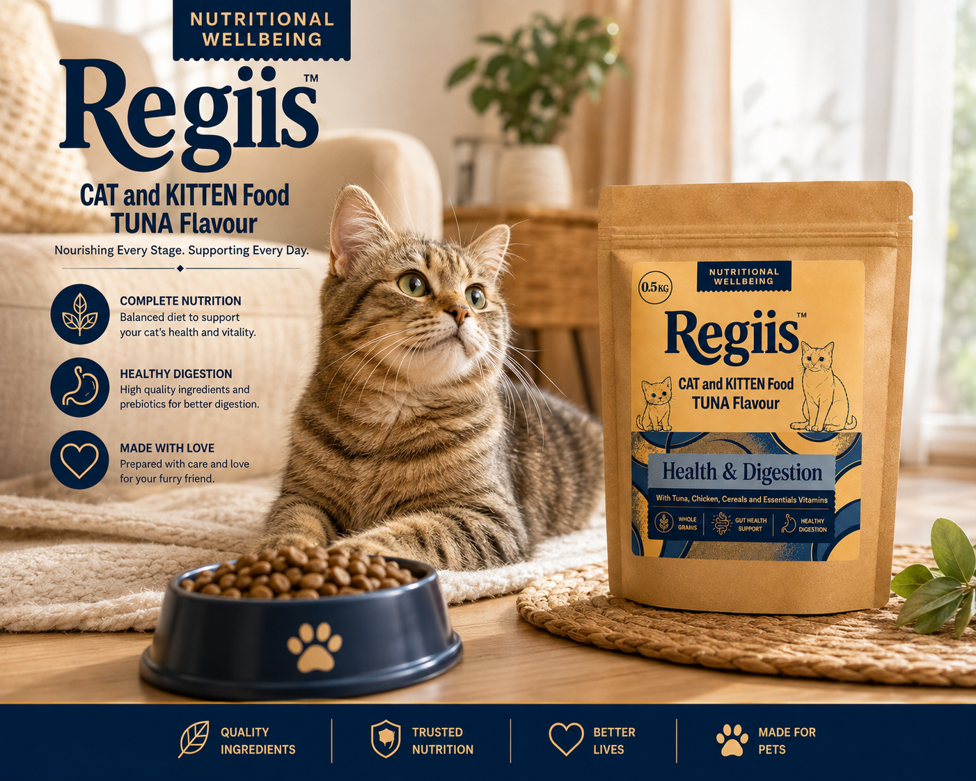 Regiis Cat & Kitten Food – Tuna Flavour | Complete & Balanced Daily Nutrition