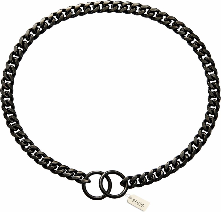 Regiis Black Thick Chain Necklace – Front Ring Lock Design | Medium