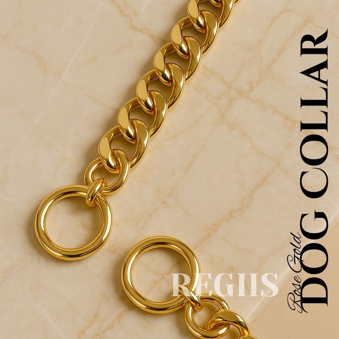 Regiis Luxe Rose Gold Dog Choke Chain Collar – Never Fades | Medium