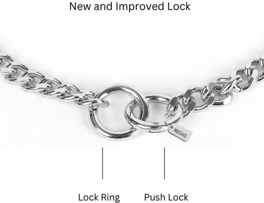 Regiis Silver Dog Choke Chain Collar – Curb Link | Medium